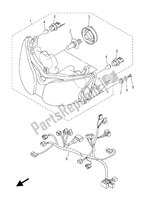 Alle onderdelen voor de Koplamp van de Yamaha FJR 1300 2003