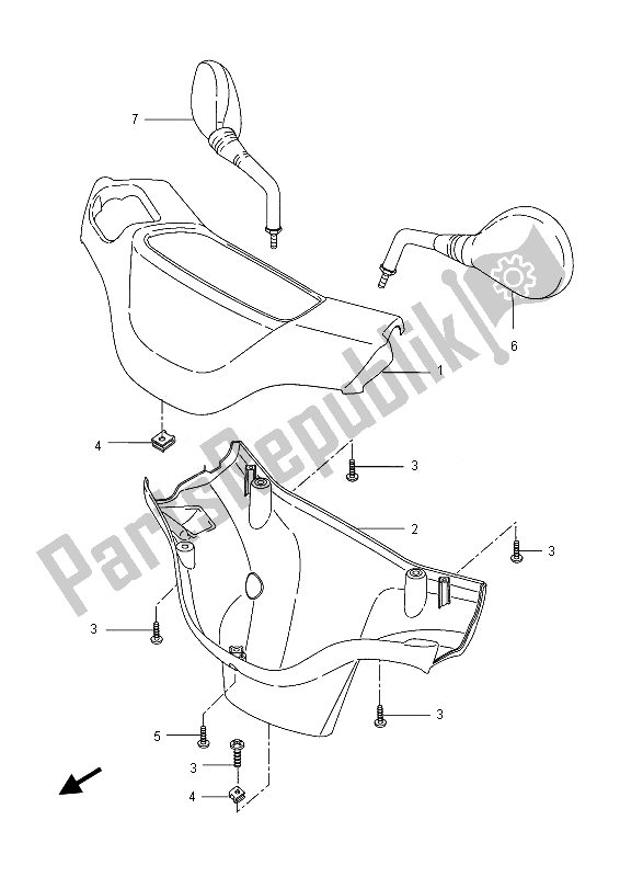All parts for the Cowling 1 of the Yamaha CW 50 2013