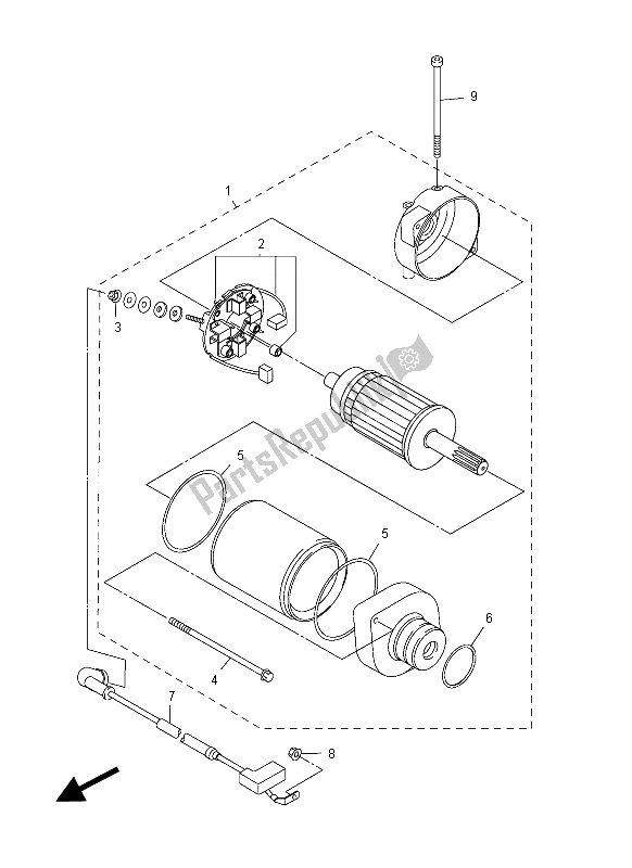 All parts for the Starting Motor of the Yamaha FZ1 S 1000 2012