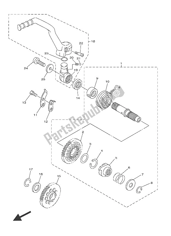 All parts for the Starter of the Yamaha WR 250F 2016