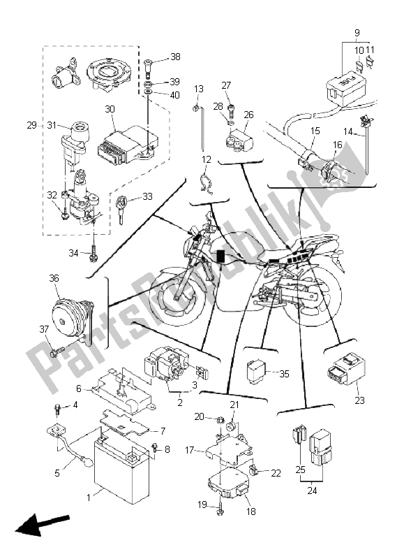 Alle onderdelen voor de Elektrisch 2 van de Yamaha FZ6 N Fazer 600 2006