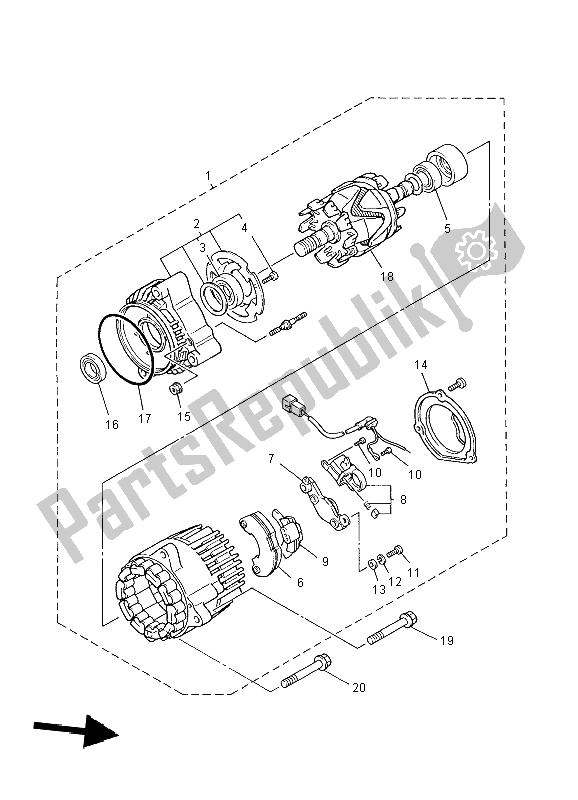 Toutes les pièces pour le Générateur du Yamaha XJR 1300 2004