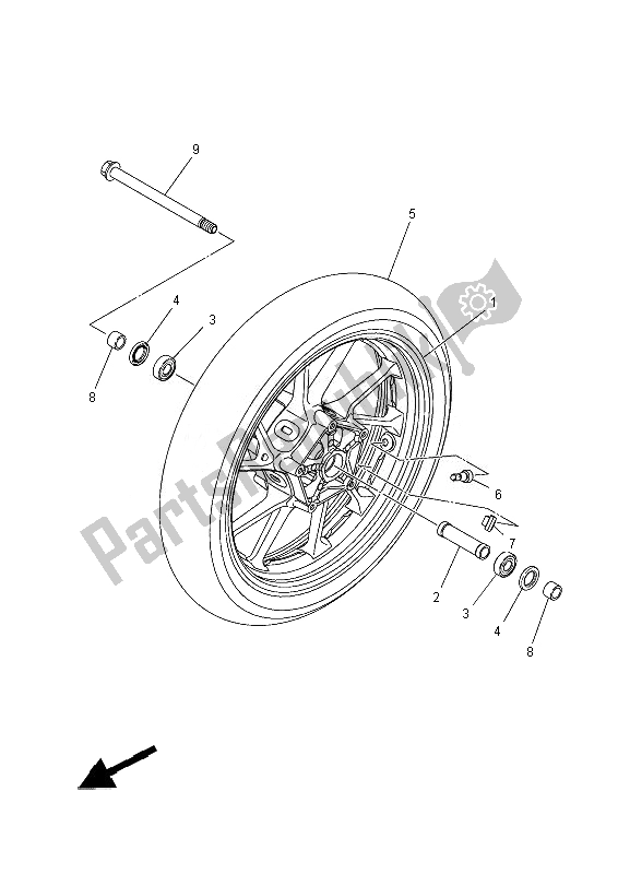 Tutte le parti per il Ruota Anteriore del Yamaha MT 07 700 2014