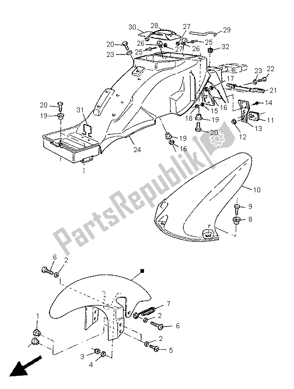 Tutte le parti per il Parafango del Yamaha SZR 660 1997