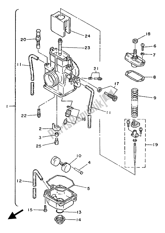 Alle onderdelen voor de Carburator van de Yamaha YZ 125 1988