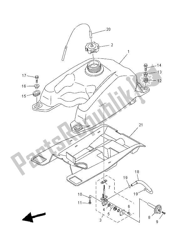 All parts for the Fuel Tank of the Yamaha YFM 350 DE Grizzly 2014