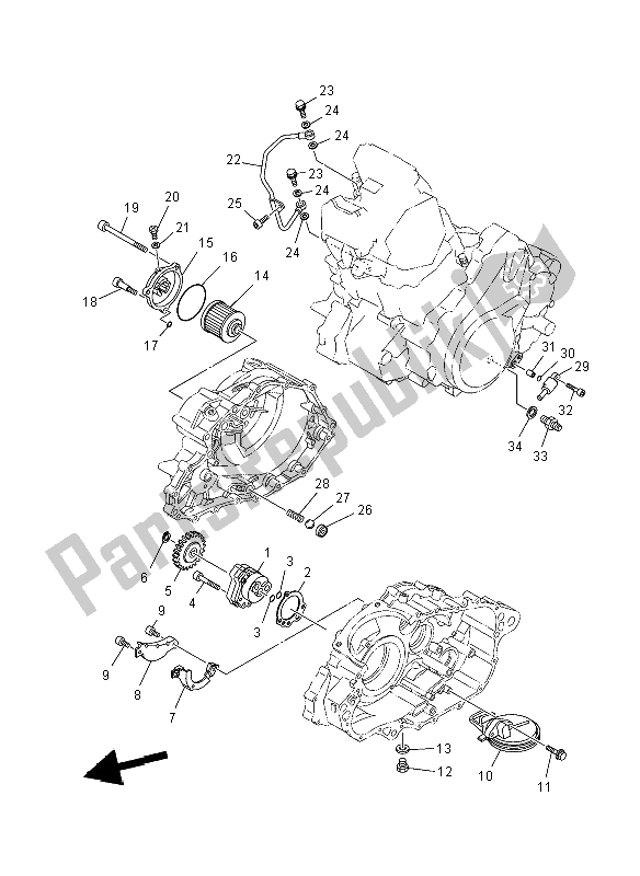 All parts for the Oil Pump of the Yamaha YFM 700R 2012