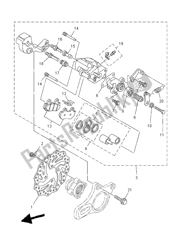 Tutte le parti per il Pinza Freno Posteriore del Yamaha YFZ 450R 2014