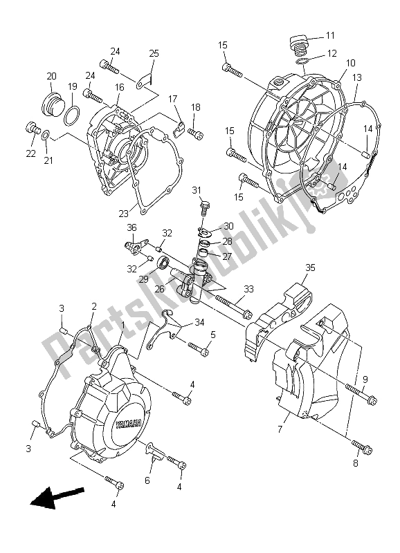 All parts for the Crankcase Cover 1 of the Yamaha XJ6 NA 600 2009