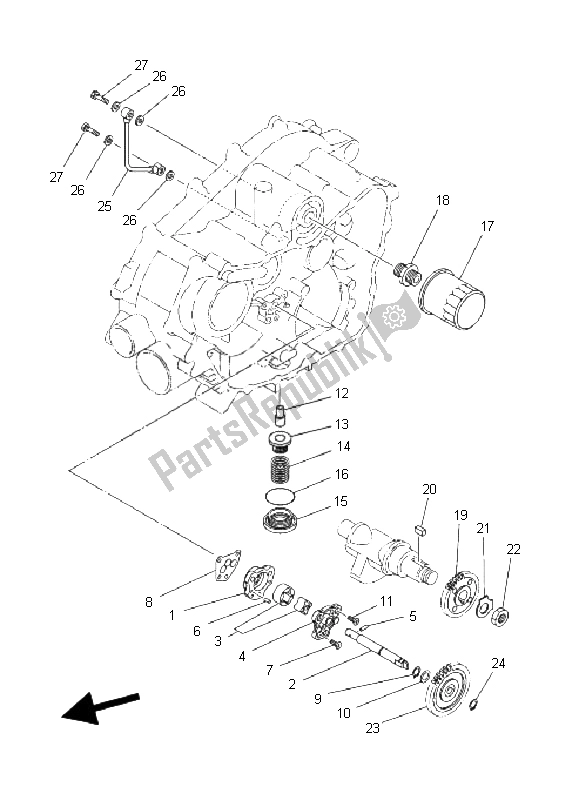 All parts for the Oil Pump of the Yamaha YFM 400A Kodiak 2X4 2004