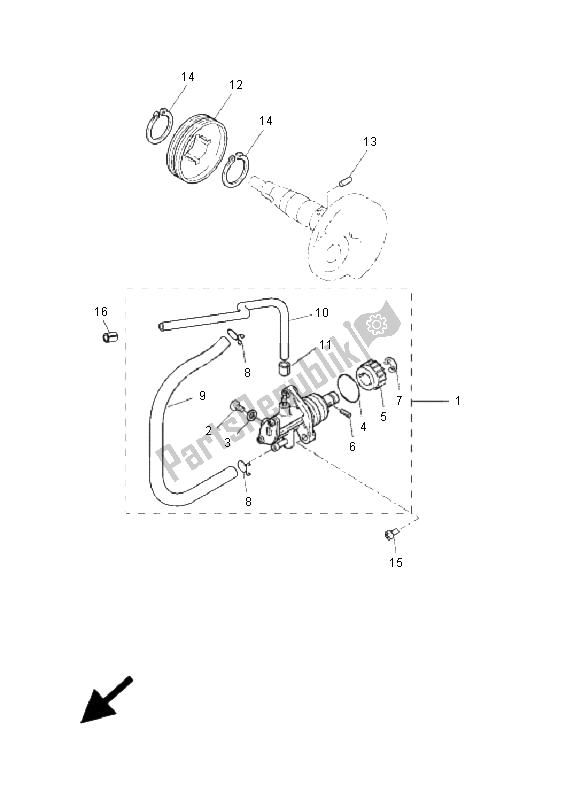 All parts for the Oil Pump of the Yamaha YH 50 WHY 2005