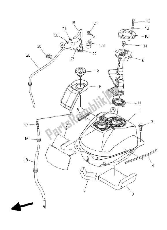 All parts for the Fuel Tank of the Yamaha XP 500 T MAX 2010