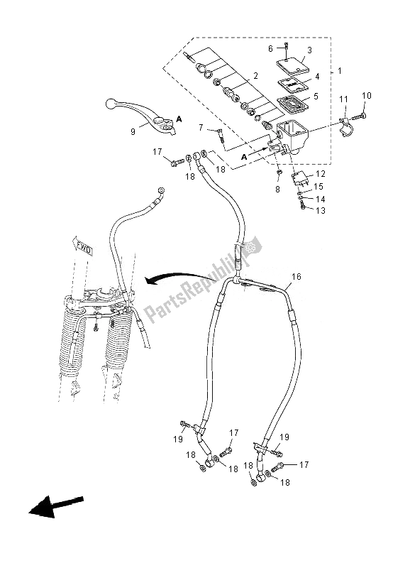 Todas as partes de Cilindro Mestre Dianteiro do Yamaha XT 660Z Tenere 2010