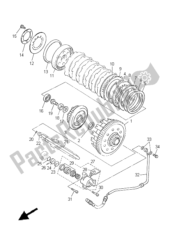 All parts for the Clutch of the Yamaha XVZ 13 TF 1300 1999