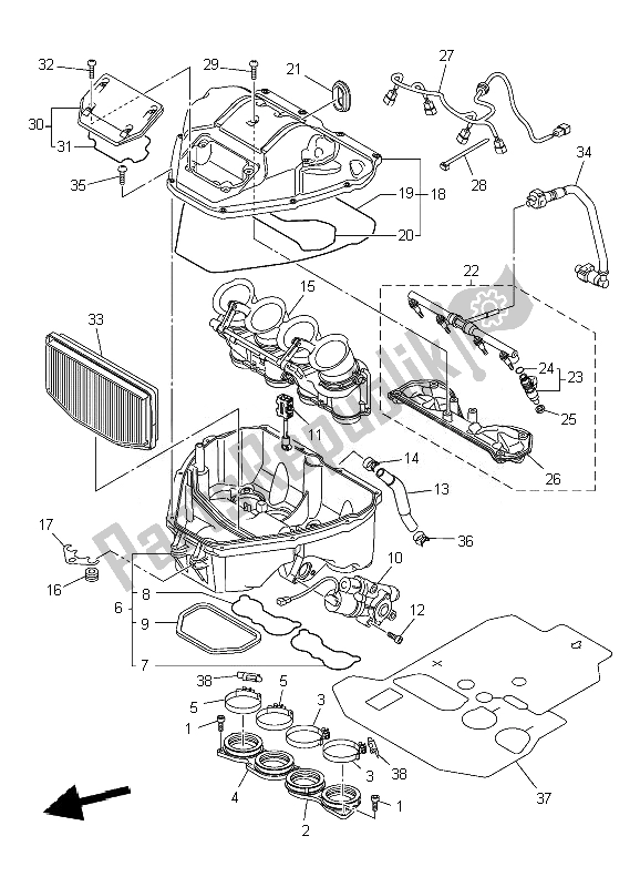 Alle onderdelen voor de Inname van de Yamaha YZF R1 1000 2010