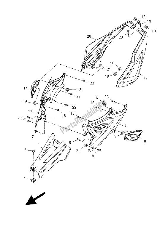 All parts for the Side Cover of the Yamaha NS 50 2013