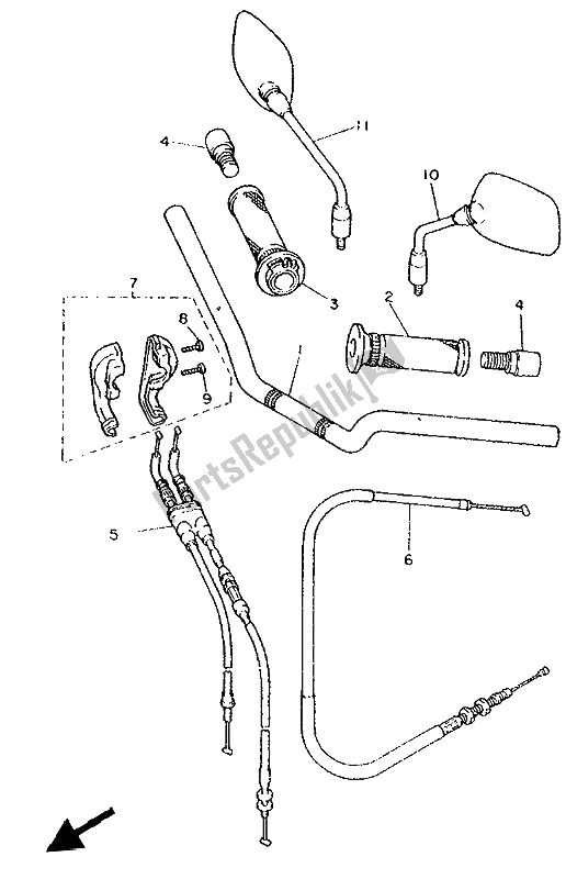 Tutte le parti per il Maniglia E Cavo Dello Sterzo del Yamaha XJ 600S Diversion 1993