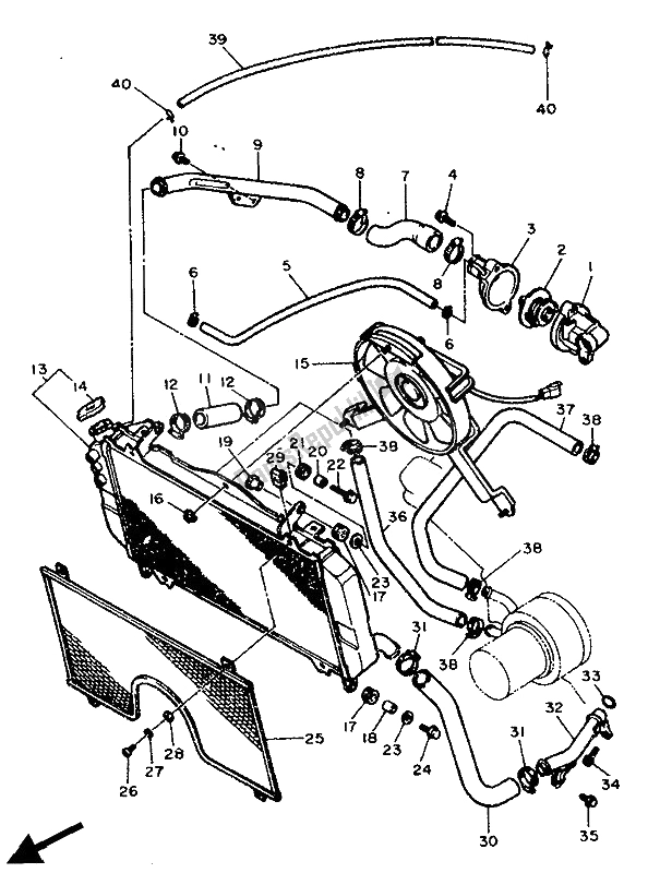 Toutes les pièces pour le Tuyau De Radiateur du Yamaha FZR 750R 1990