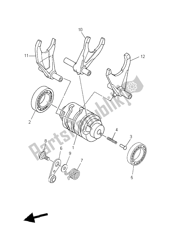 All parts for the Shift Cam & Fork of the Yamaha WR 450F 2009