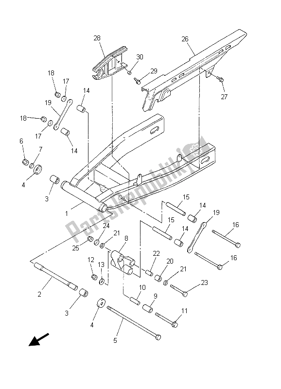 All parts for the Rear Arm of the Yamaha FZS 600 Fazer 2003