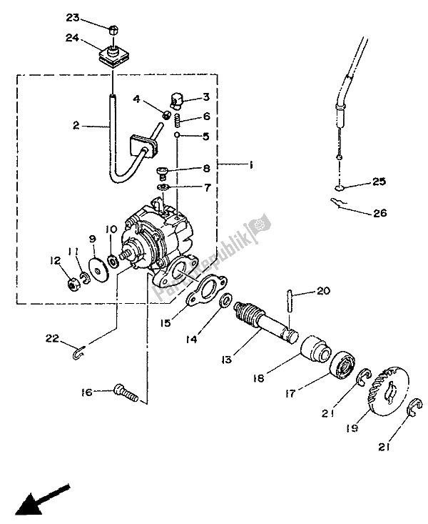 Wszystkie części do Pompa Olejowa Yamaha DT 125E 1991