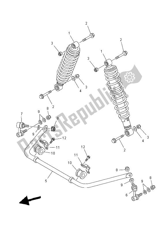 Tutte le parti per il Sospensione Posteriore del Yamaha YFM 700 Fwad Dpbse Grizzly 4X4 2014