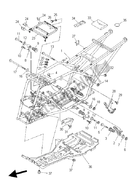 All parts for the Frame of the Yamaha YFM 400A Kodiak 2X4 2004