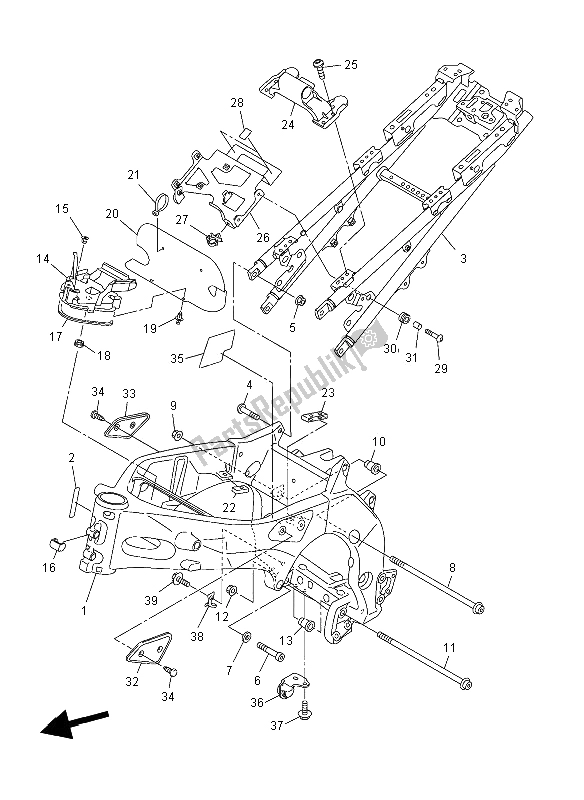 All parts for the Frame of the Yamaha FZ8 N 800 2012