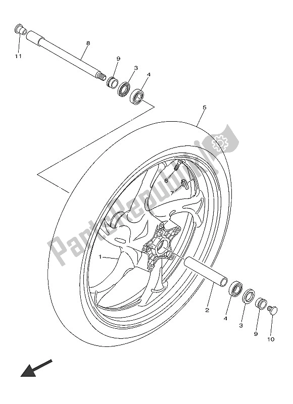 Todas as partes de Roda Da Frente do Yamaha XVS 1300 CU 2016