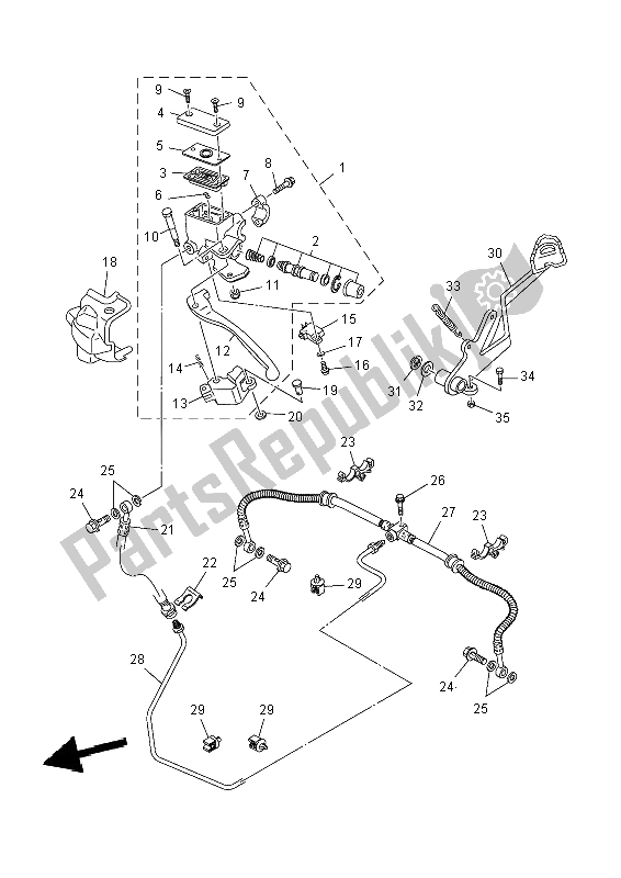 Tutte le parti per il Pompa Freno Posteriore del Yamaha YFM 550 FWA Grizzly 4X4 2014