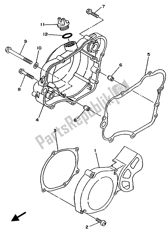 Todas as partes de Tampa Do Cárter 1 do Yamaha YZ 80 LC 1993