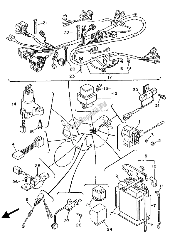 All parts for the Electrical 2 of the Yamaha FZ 750 1986