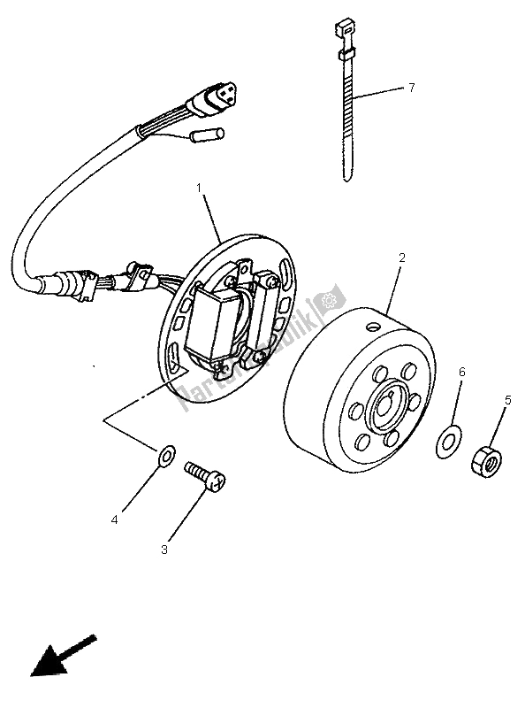 All parts for the Generator of the Yamaha YZ 80 LW 1996