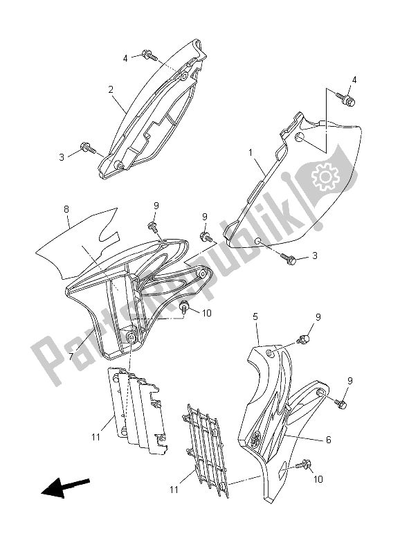 All parts for the Side Cover of the Yamaha YZ 125 2006