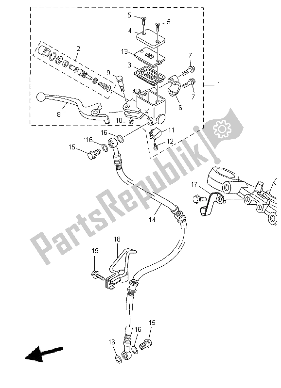 All parts for the Front Master Cylinder of the Yamaha YBR 250 2009