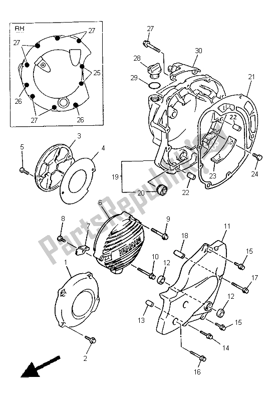 Tutte le parti per il Coperchio Del Carter 1 del Yamaha XJ 600N 1998