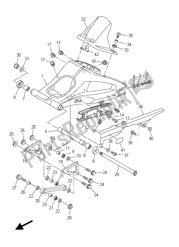 Toutes les pièces pour le Bras Arrière du Yamaha FZ8 NA 800 2015