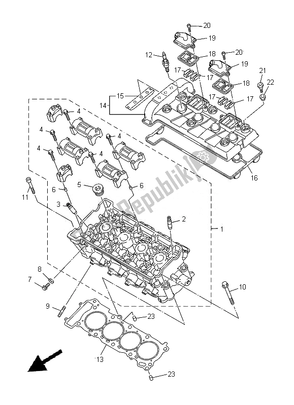 Alle onderdelen voor de Cilinderkop van de Yamaha XJ6 SA 600 2014