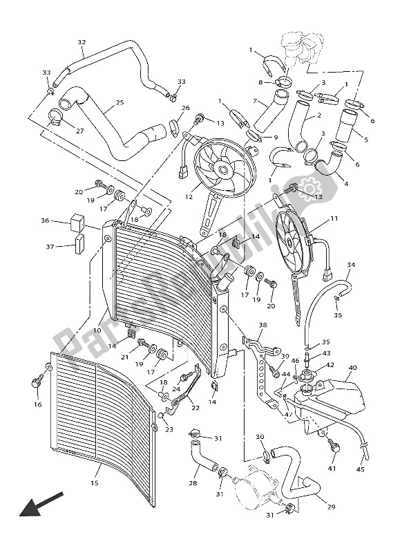 All parts for the Radiator & Hose of the Yamaha FJR 1300 AE 2016