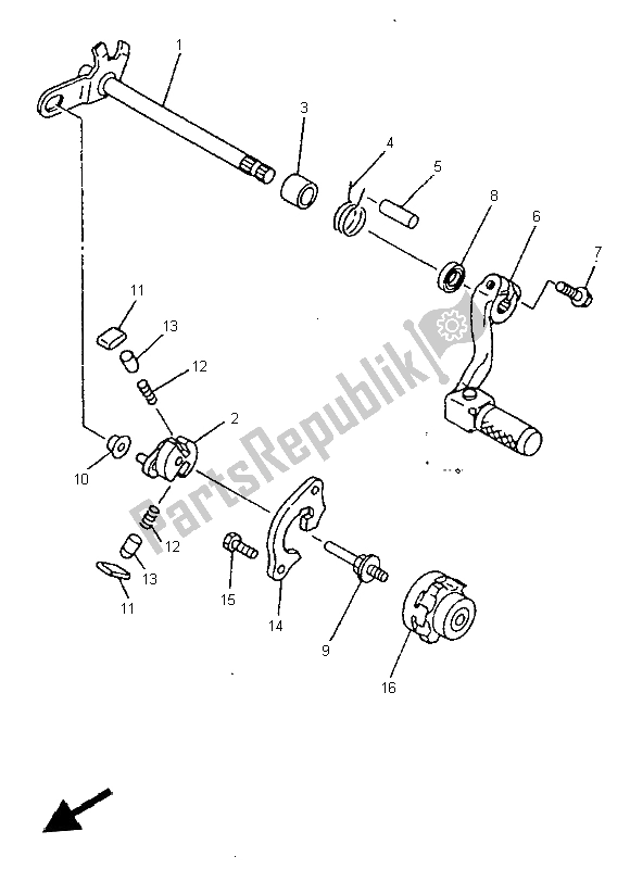 All parts for the Shift Shaft of the Yamaha YZ 400F 1998