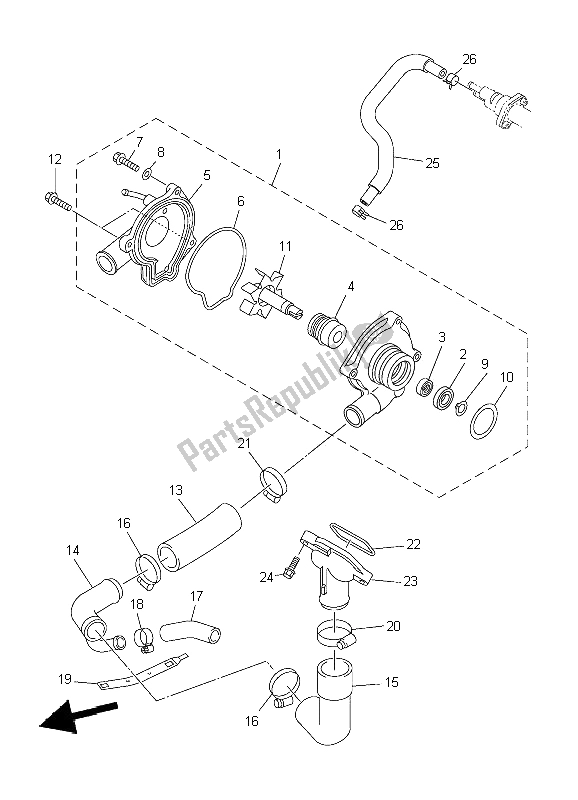 All parts for the Water Pump of the Yamaha XJ6 SA Diversion 600 2009