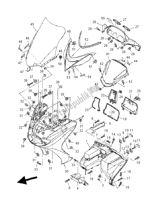 Tutte le parti per il Scudo Per Le Gambe del Yamaha YP 400 Majesty 2010