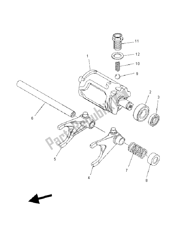 All parts for the Shift Cam & Fork of the Yamaha YFM 600F Grizzly 4X4 2000