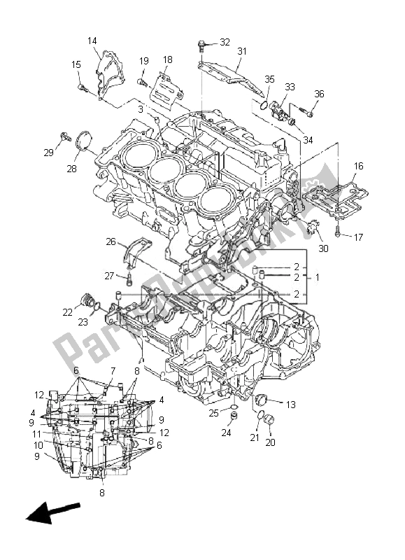 Todas las partes para Caja Del Cigüeñal de Yamaha FJR 1300 AS 2007