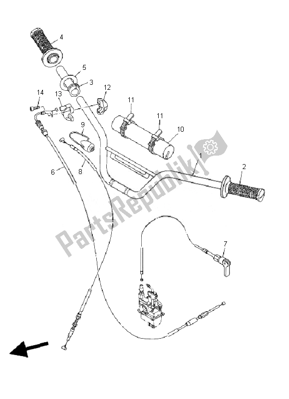 All parts for the Steering Handle & Cable of the Yamaha TT R 90E 2007