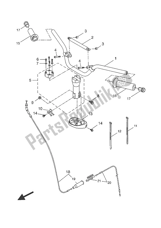 All parts for the Steering Handle & Cable of the Yamaha NS 50N 2016