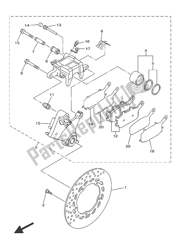 All parts for the Rear Brake Caliper of the Yamaha XJ6 FA 600 2016