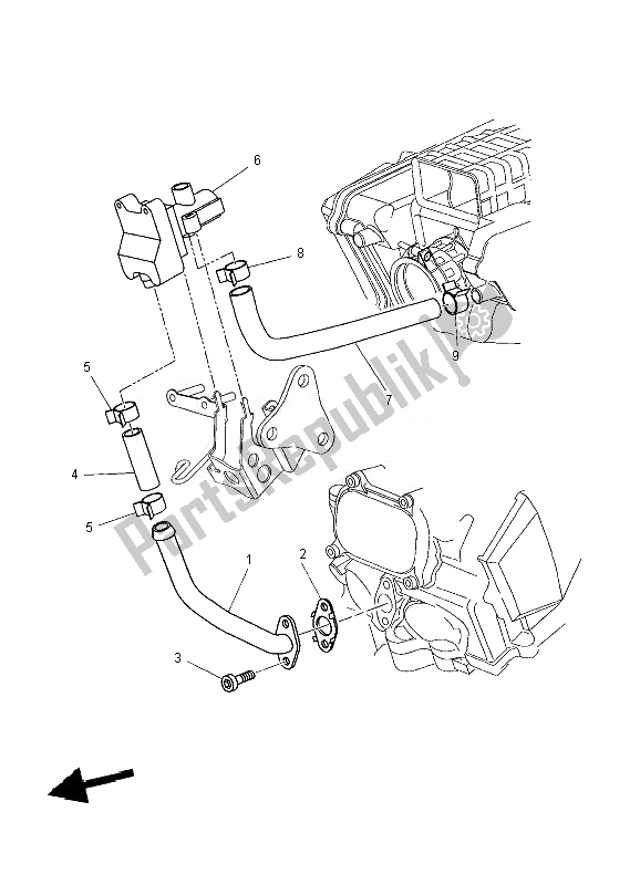 All parts for the Air Induction System of the Yamaha XT 660Z Tenere 2010