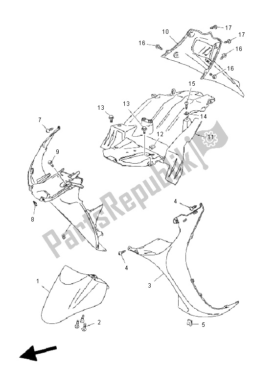 All parts for the Fender of the Yamaha YN 50R Neos 2011