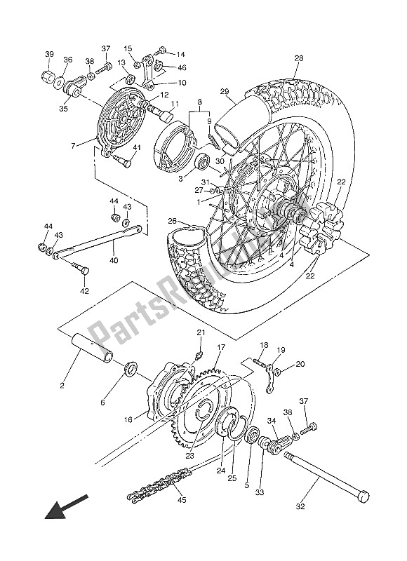 All parts for the Rear Wheel of the Yamaha SR 400 2016